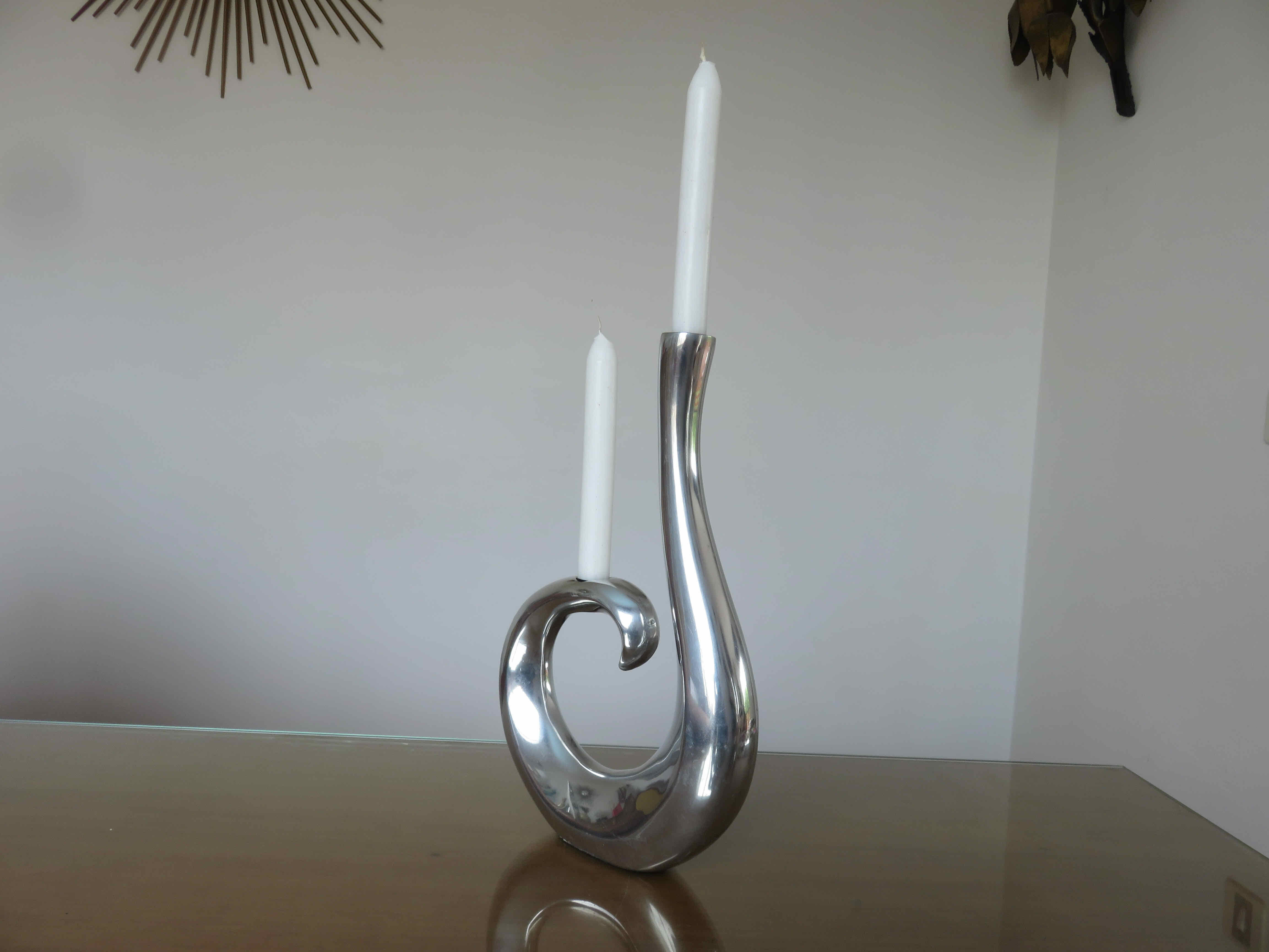 Design candle holder in cast aluminum 80s