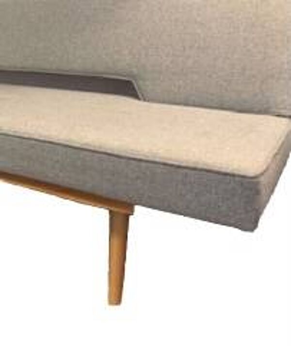Canapé scandinave vintage, banquette scandinave vintage en teck, canapé en laine
