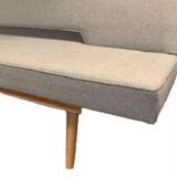 Vintage Scandinavian sofa, vintage Scandinavian teak bench, wool sofa
