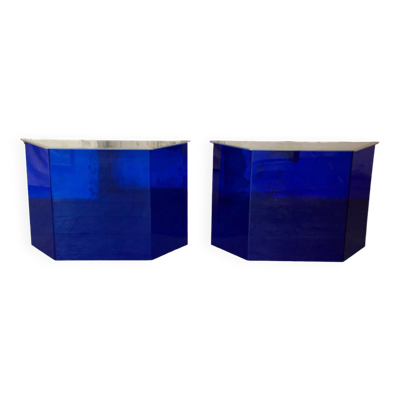 Deux consoles bleu klein vintage 1988