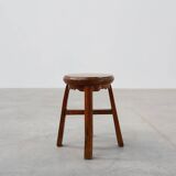 French Antique round stool in oak with nice patina, ca. 1850