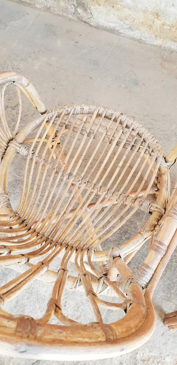 Three vintage rattan chairs