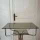 Console, guéridon en métal, marbre et verre fumé, 1980