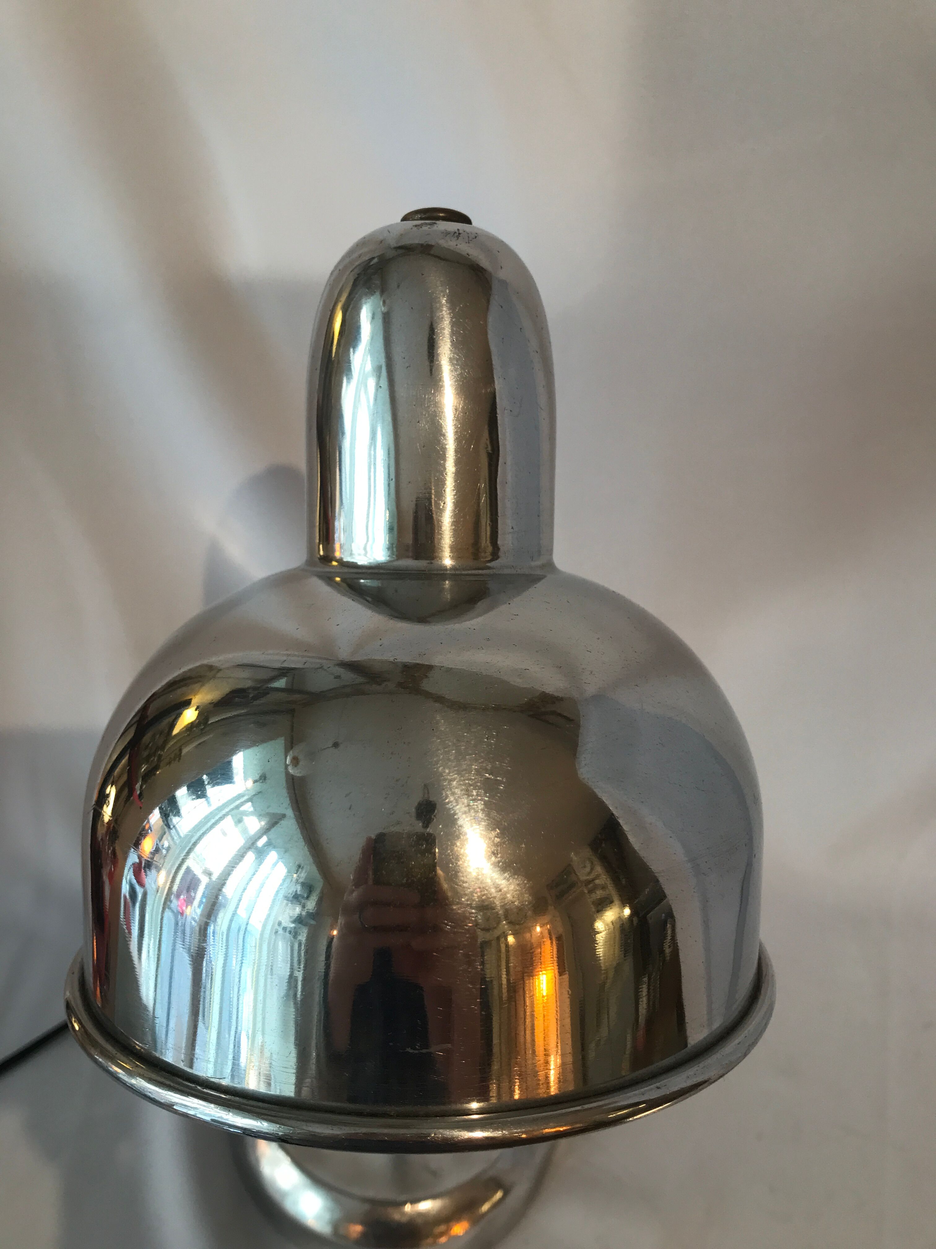 Industrial desk lamp 1950 in polished metal Bauhaus type