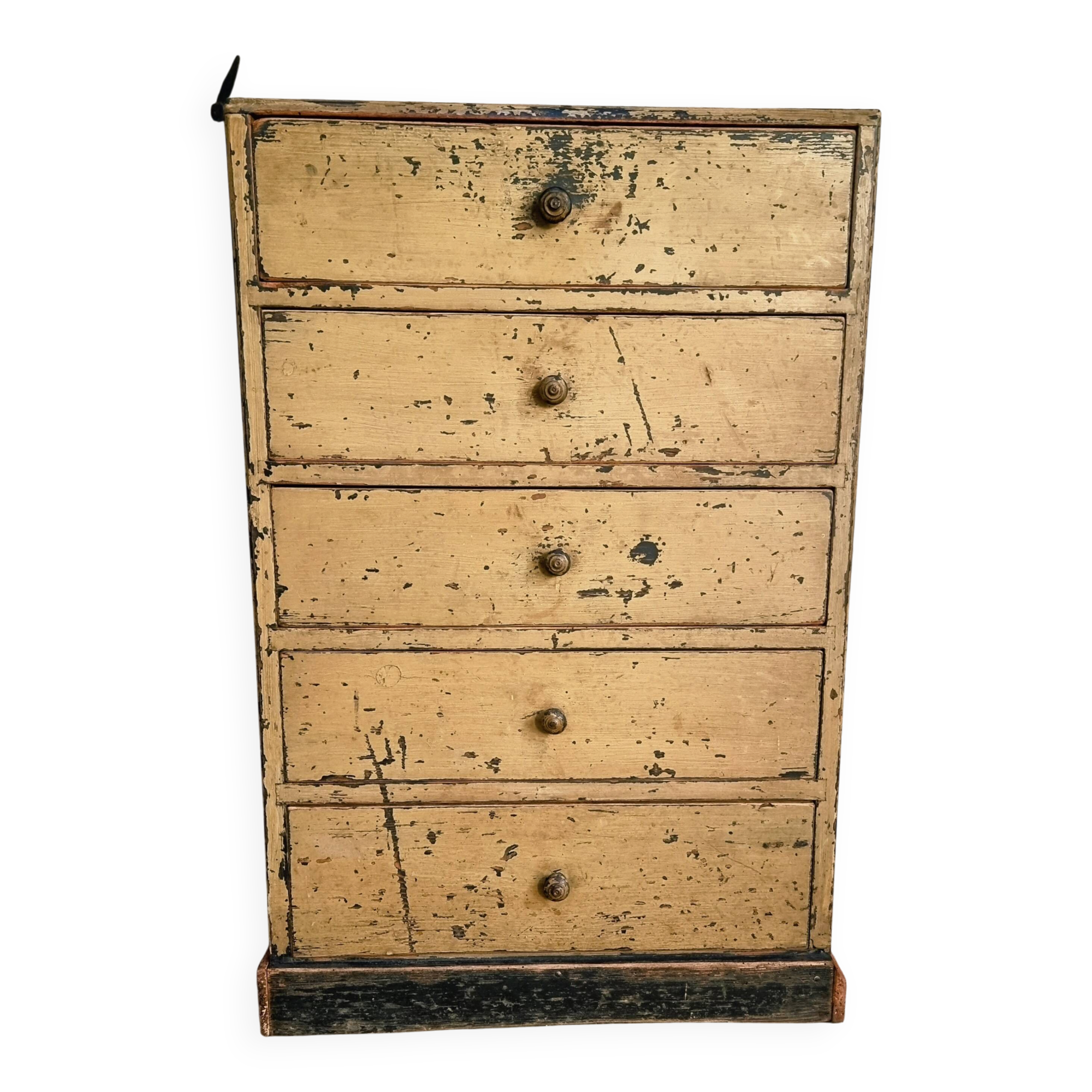 Antique French pine drawer cabinet – Narrow storage unit – Workshop/apothecary style – circa 1900
