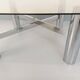 Square Italian vintage Space Age coffee table in smoked glass and metal.