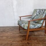 Danish armchair / Scandinavian design / Retro jungle pattern