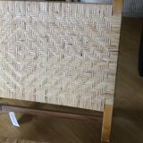 Teak and natural rattan armchair