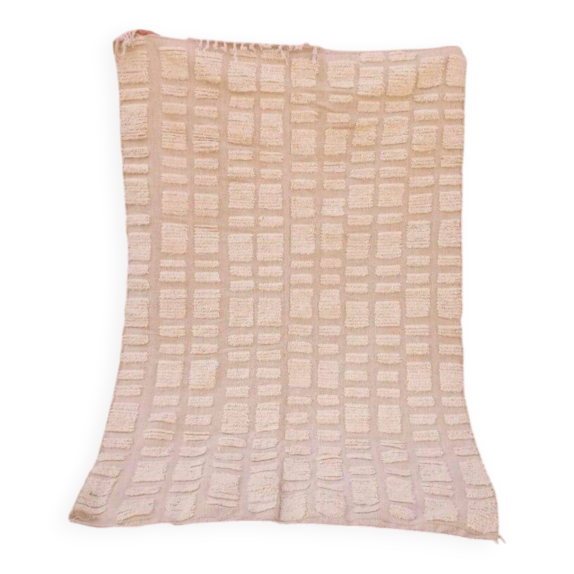 Tapis berbère en laine naturelle fait main blanche taille 140 x 260 cm