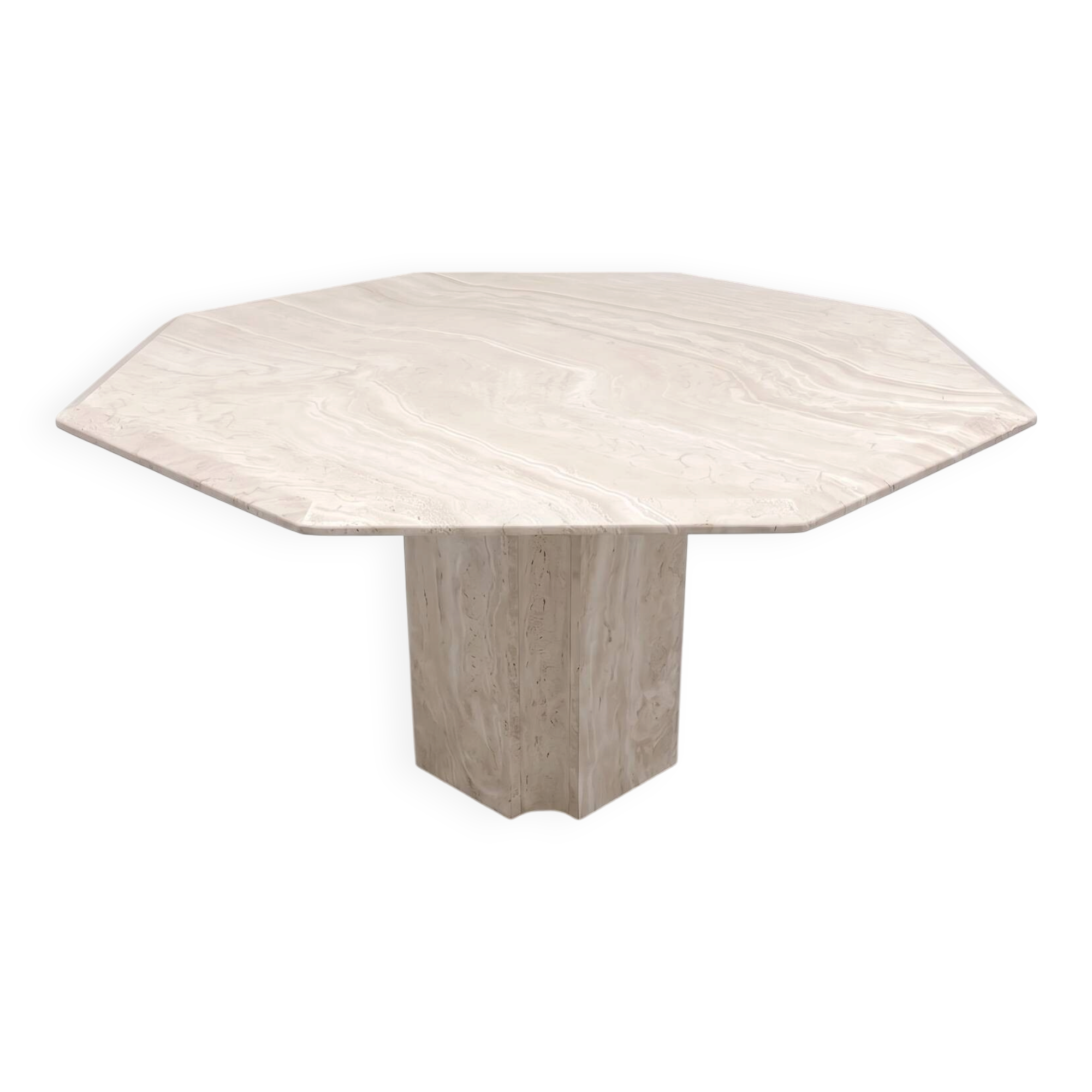Table à manger octogonal 6 personnes par Artelano — Travertin massif