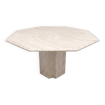 Octagonal dining table for 6 people by Artelano — Solid travertine