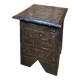Old stool with vintage carved wood chest