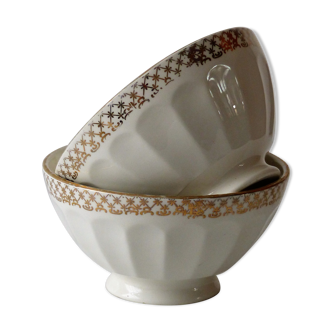 Set of 2 porcelain bowls with facets