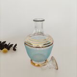 Blue and gold glass decanter