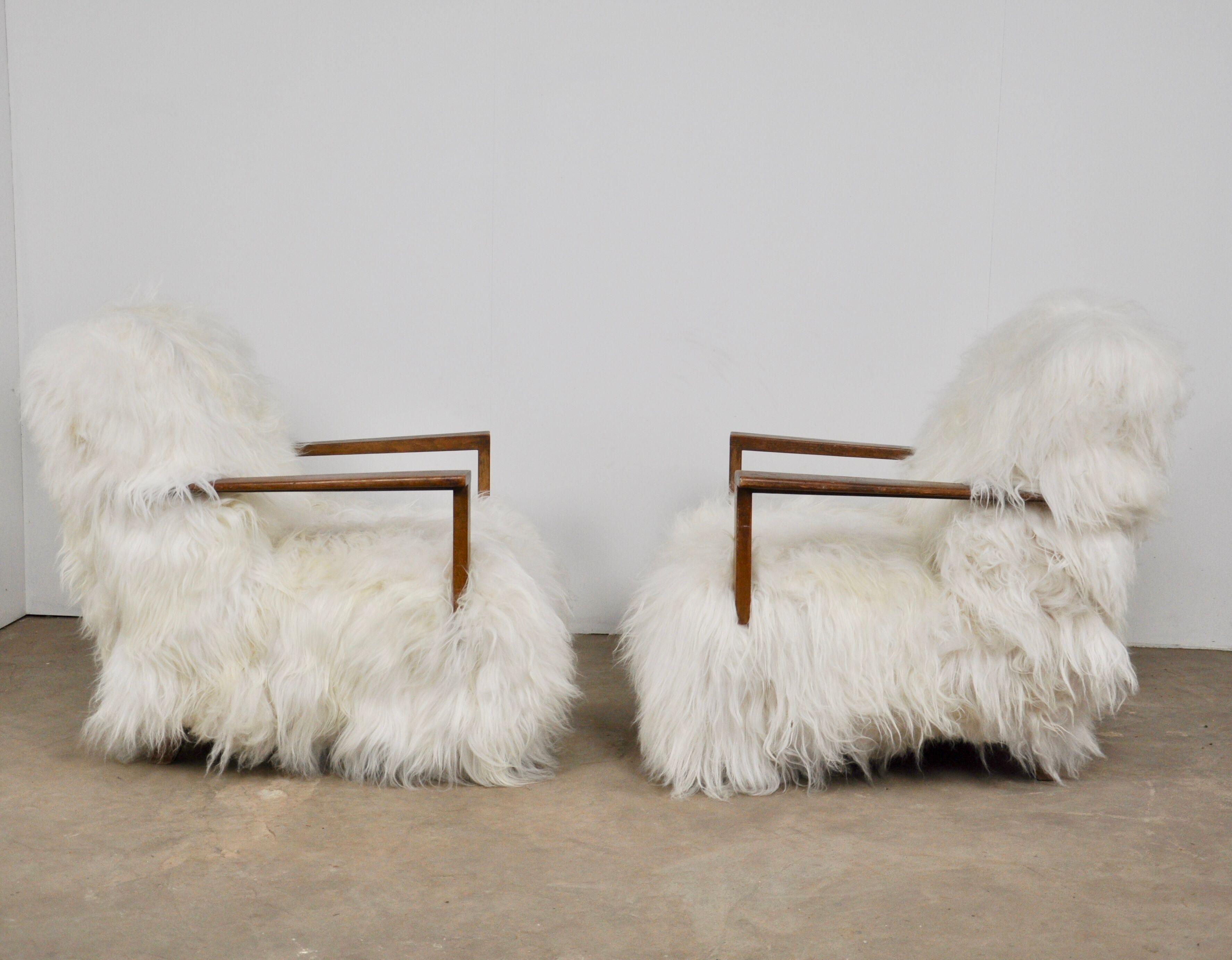 Pair of 1960s Sheepskin armchair