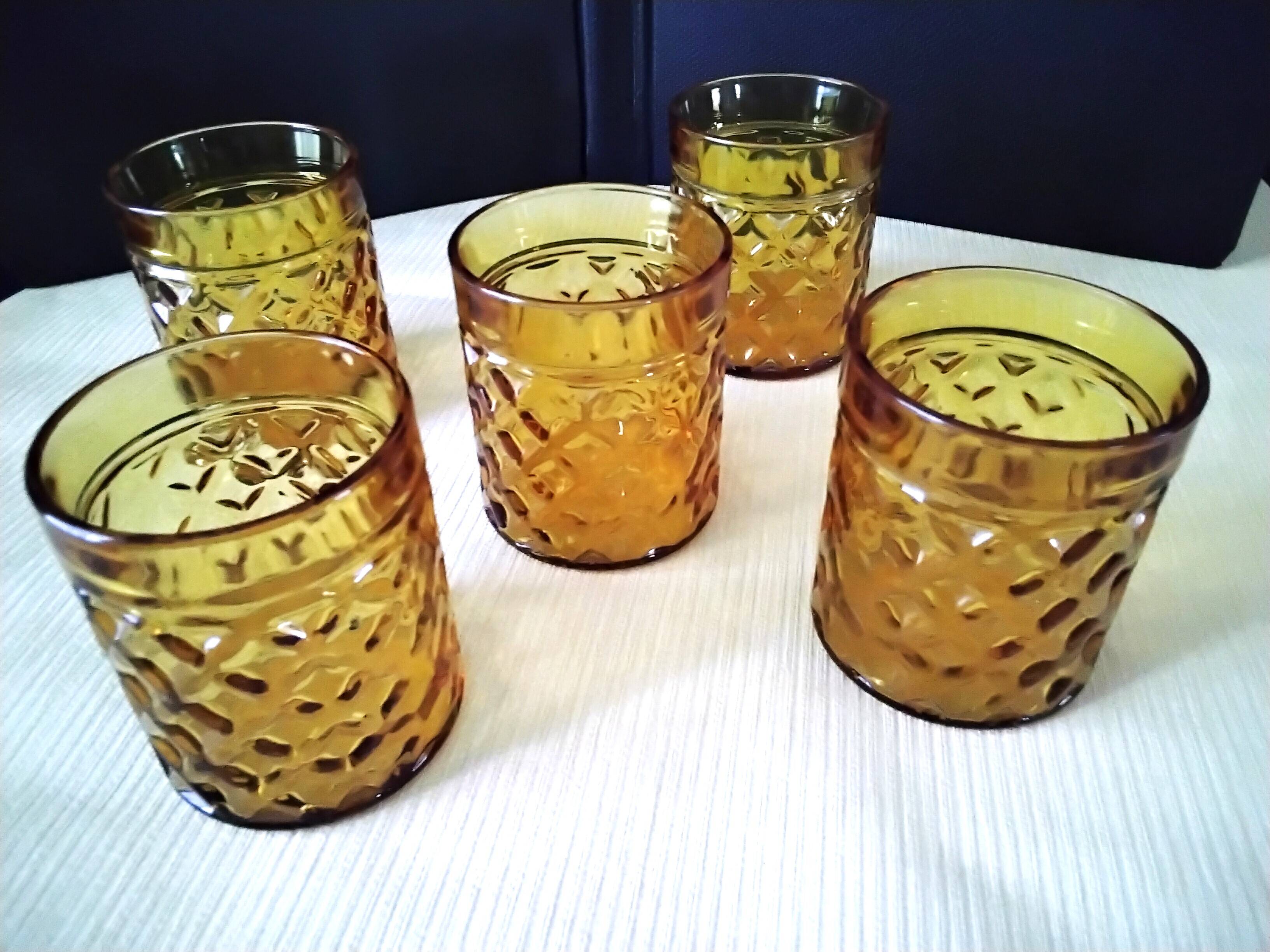 5 Verres gobelets couleur ambré Vintage  Pernod