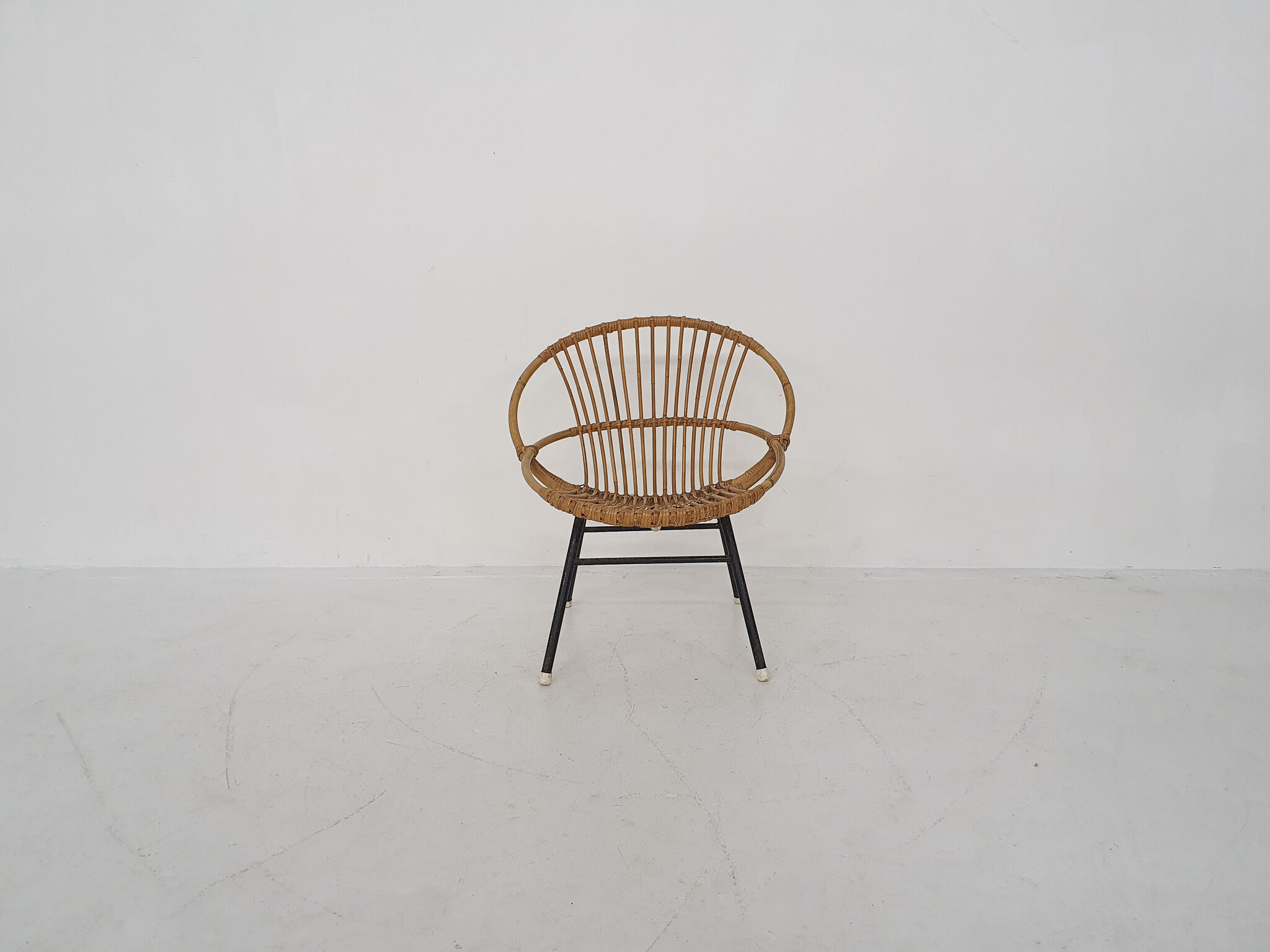 Rattan and metal armchair Rohe Noordwolde, Netherlands 1950s