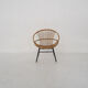 Fauteuil en rotin et en métal Rohe Noordwolde, Pays-Bas des années 1950