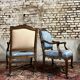 Pair of natural wood armchairs in regency style 19th century