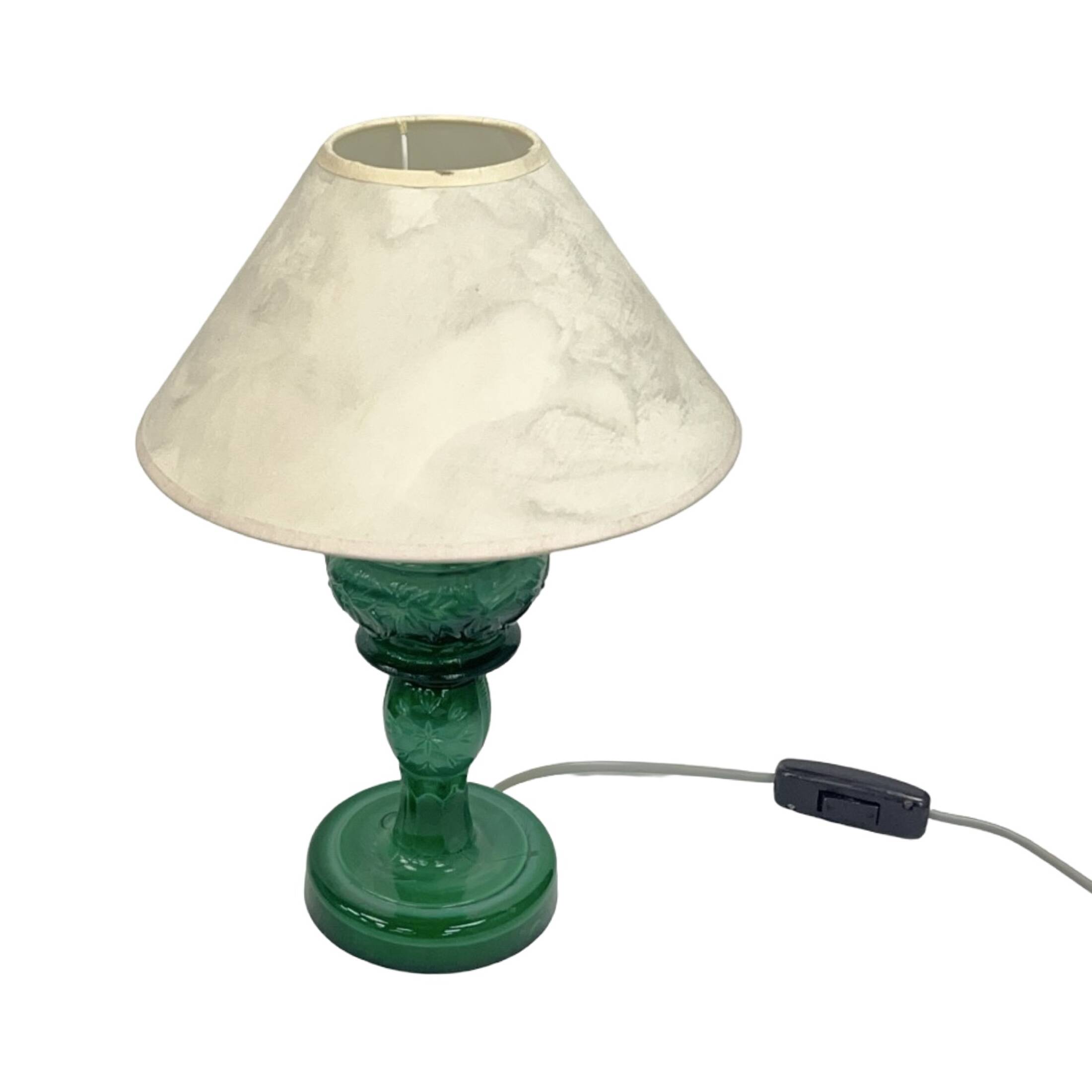 Malachite glass table lamp, Czechoslovakia, 1960s | Vintage MCM