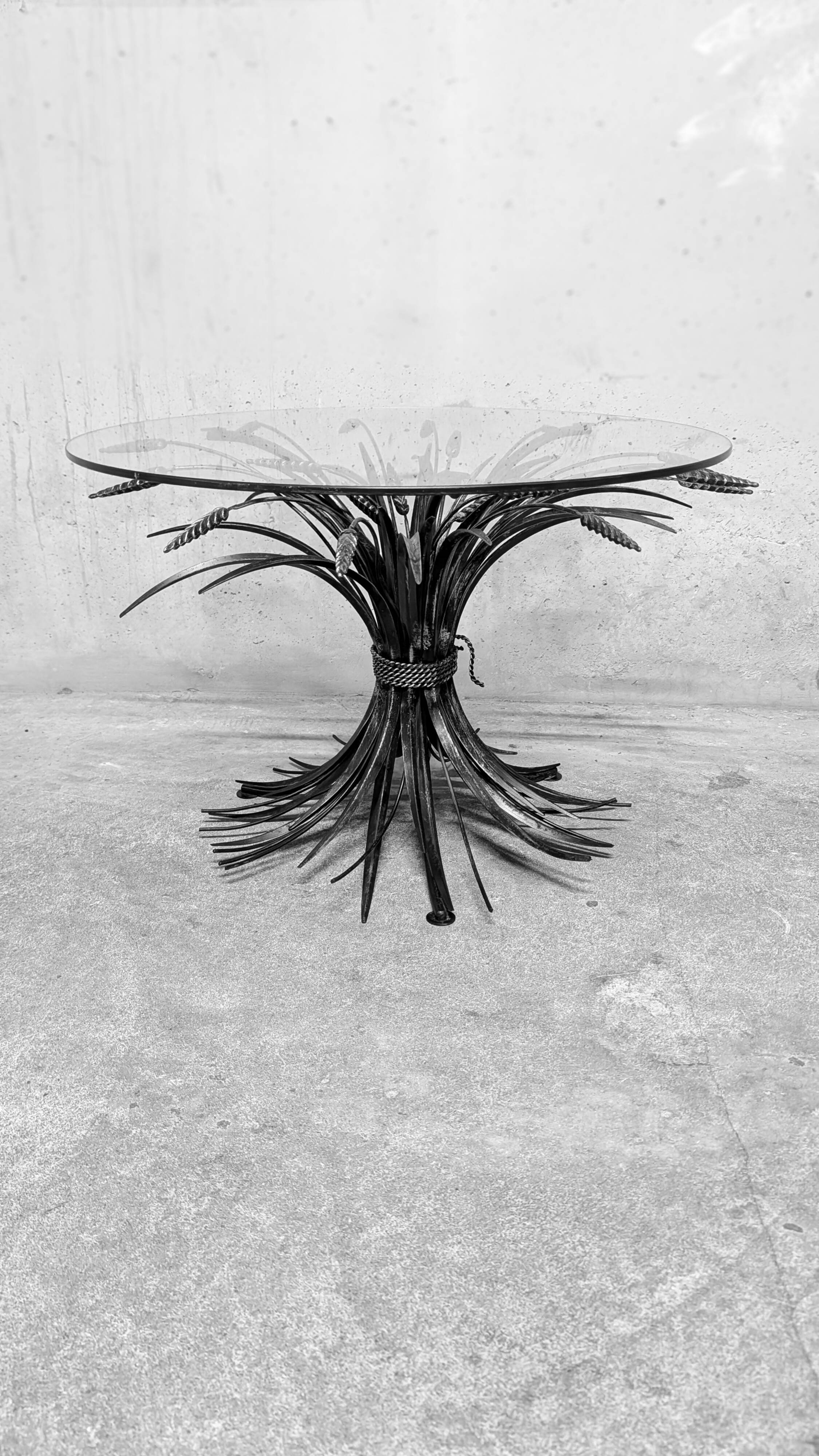 Coffee table with ears of wheat, "Coco Chanel" by Goossens, Circa 1970