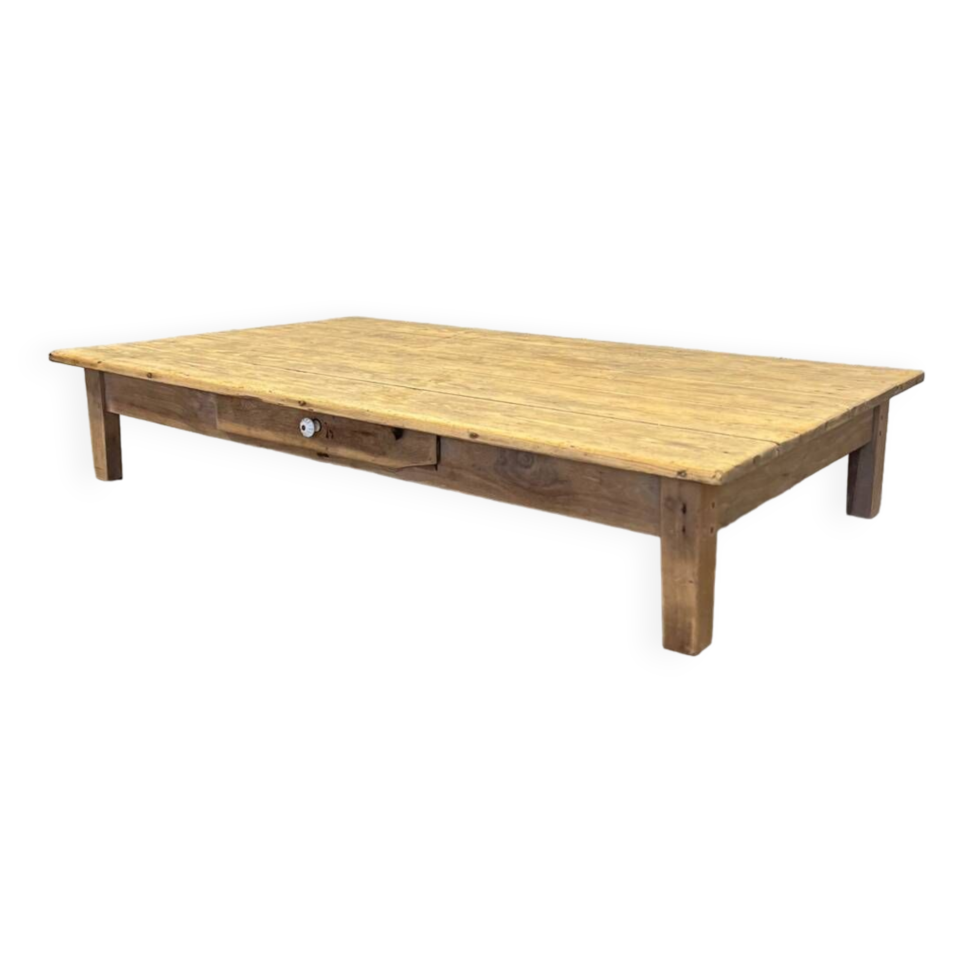 Table Basse Coffre Uncle Joe's – Bois Massif Vintage – 98x55 Cm
