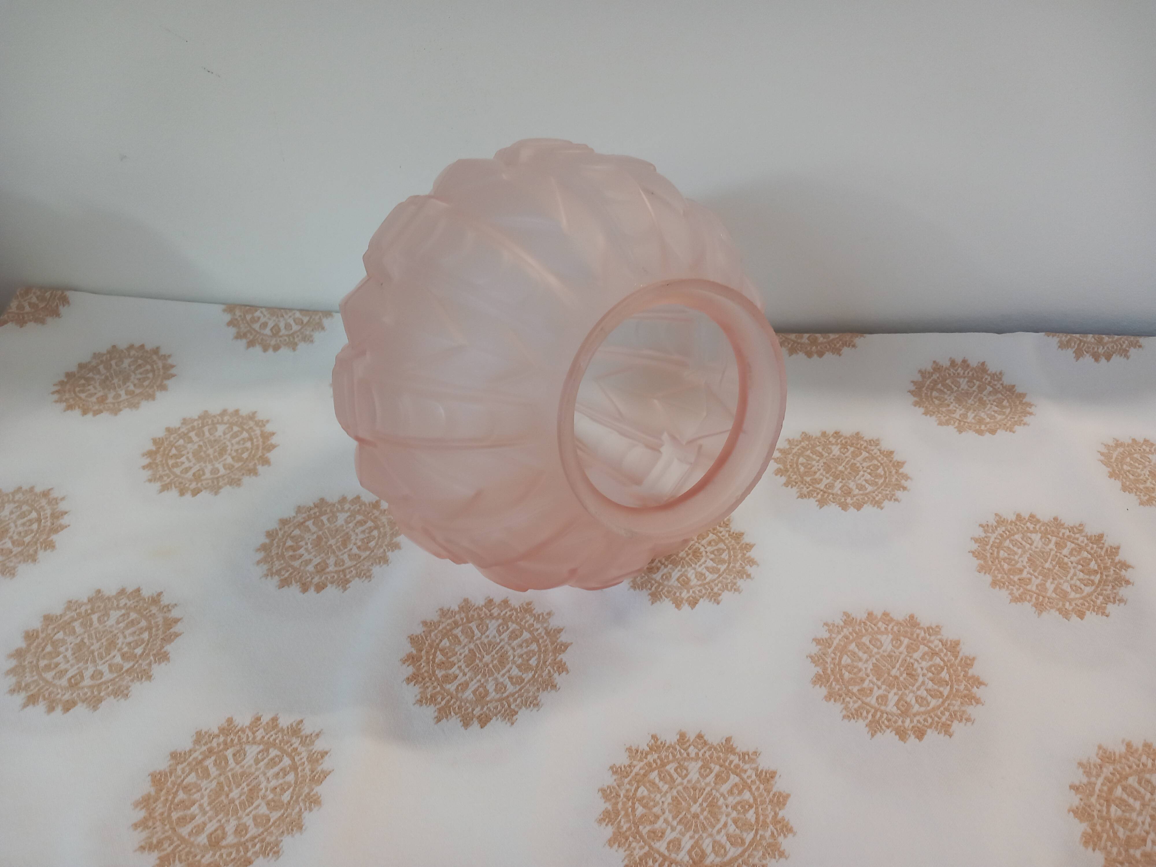 Old pale pink pressed glass globe