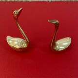 Couple of swans in vintage brass
