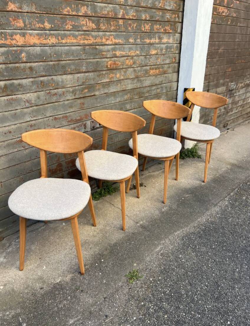 (Lot) 4 chaises Baumann Fontania (restaurées) 1960