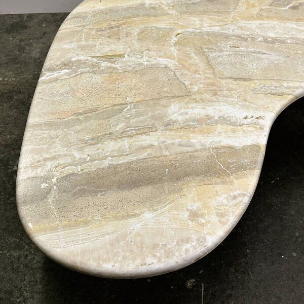 Table basse boomerang vintage en marbre, Italie années 1980