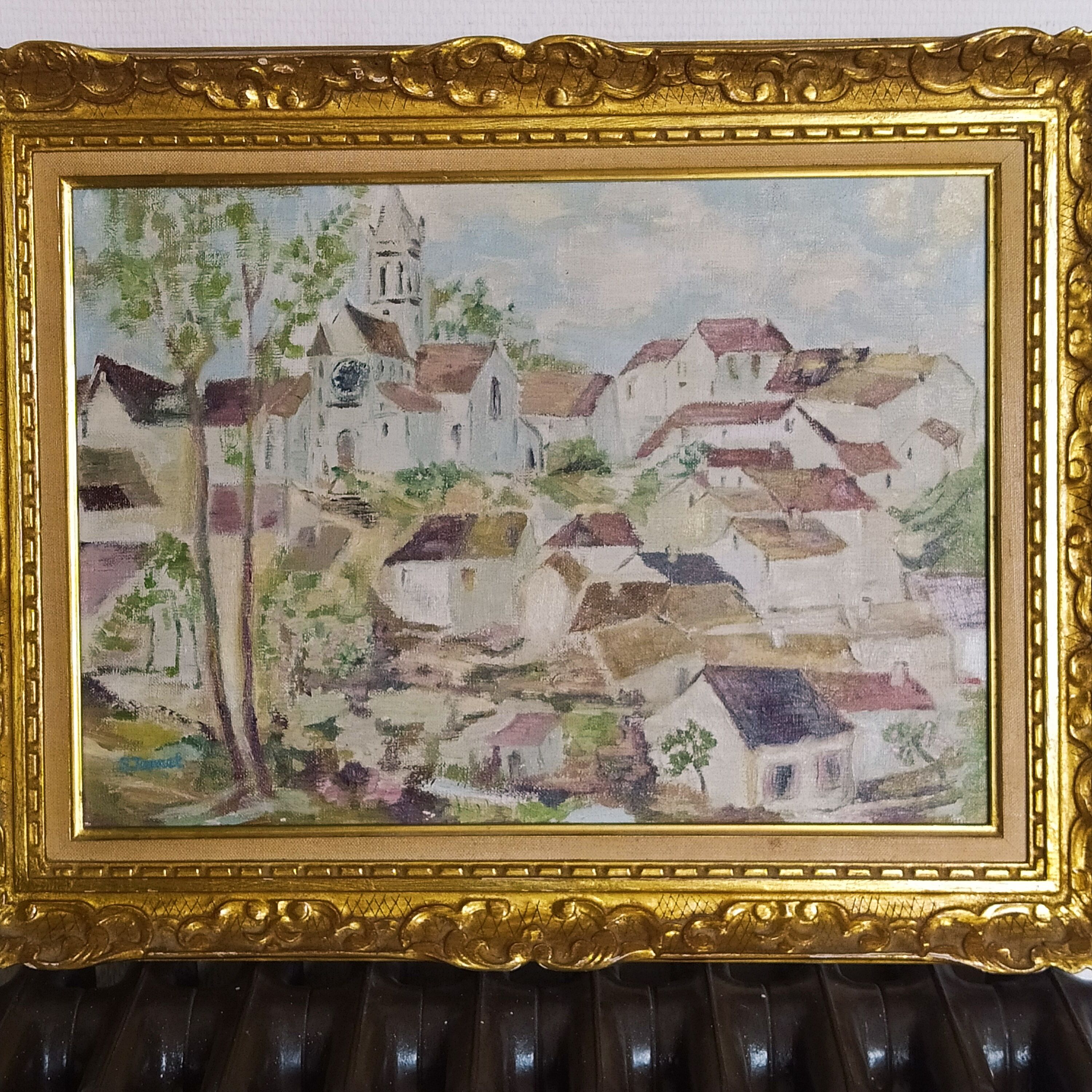 Oil on canvas signed  STourret village de beaulieu