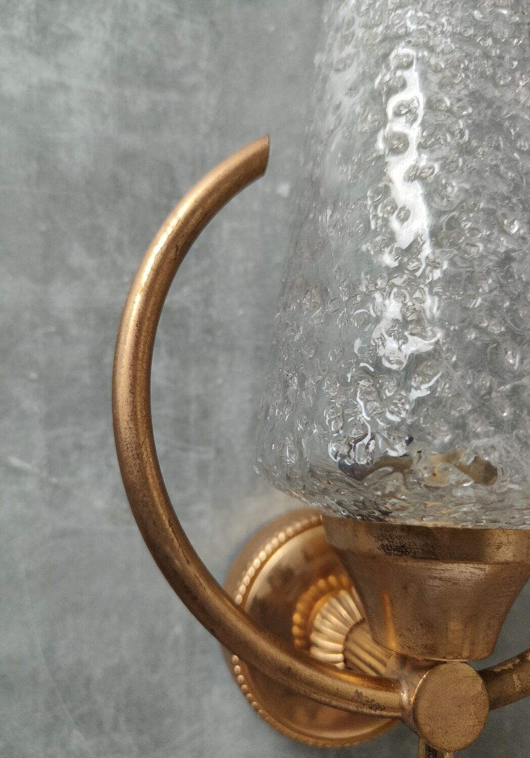 Paire appliques verre et métal doré