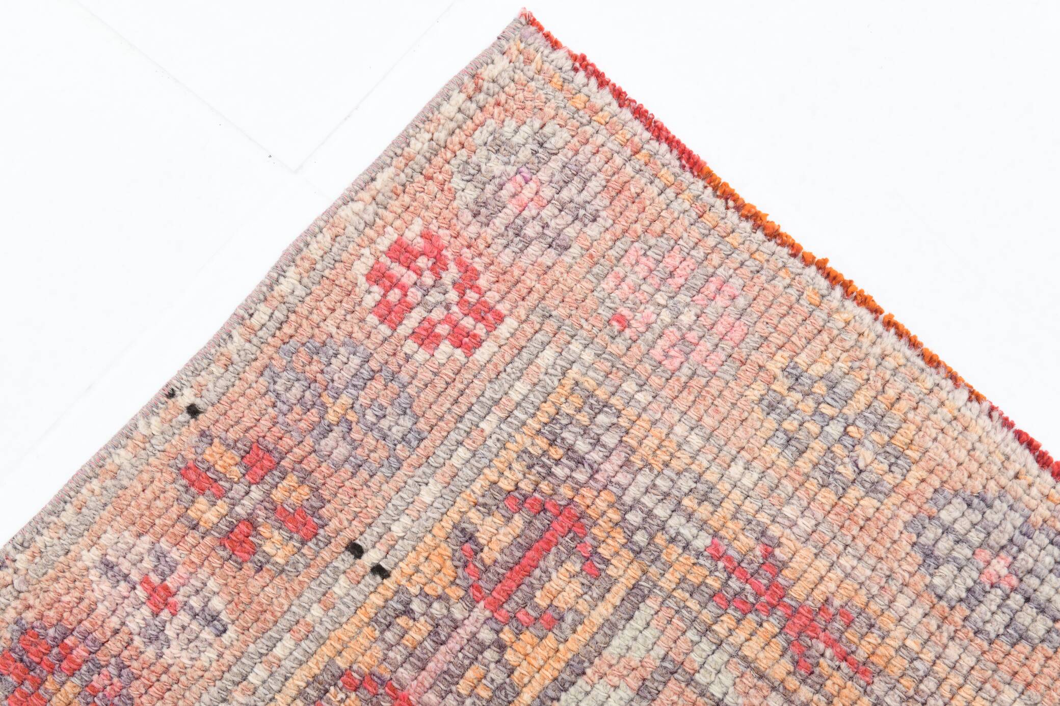 3x13 Soft Pink Vintage Oushak Long Stairs Runner Rug, 83x379 Cm