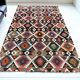 Oushak Vintage Geometric Kilim
