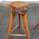 Brutalist wooden bar cabinet with 2 stools
