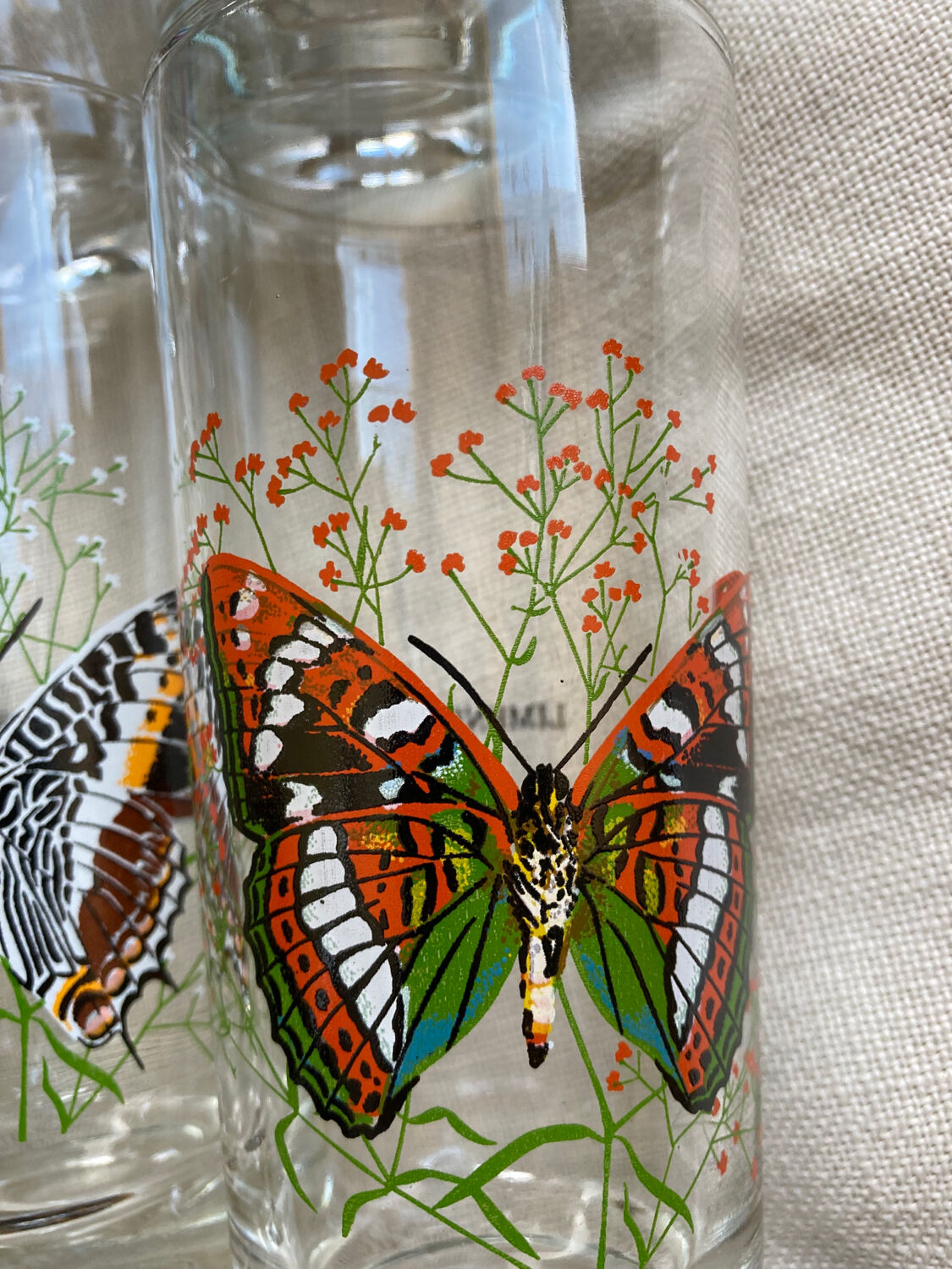 Vintage butterfly orangeade glasses