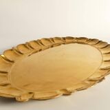 Hollywood Regency Large Oval Brass Tray by Firma Lars Holmström, Sweden 1940's