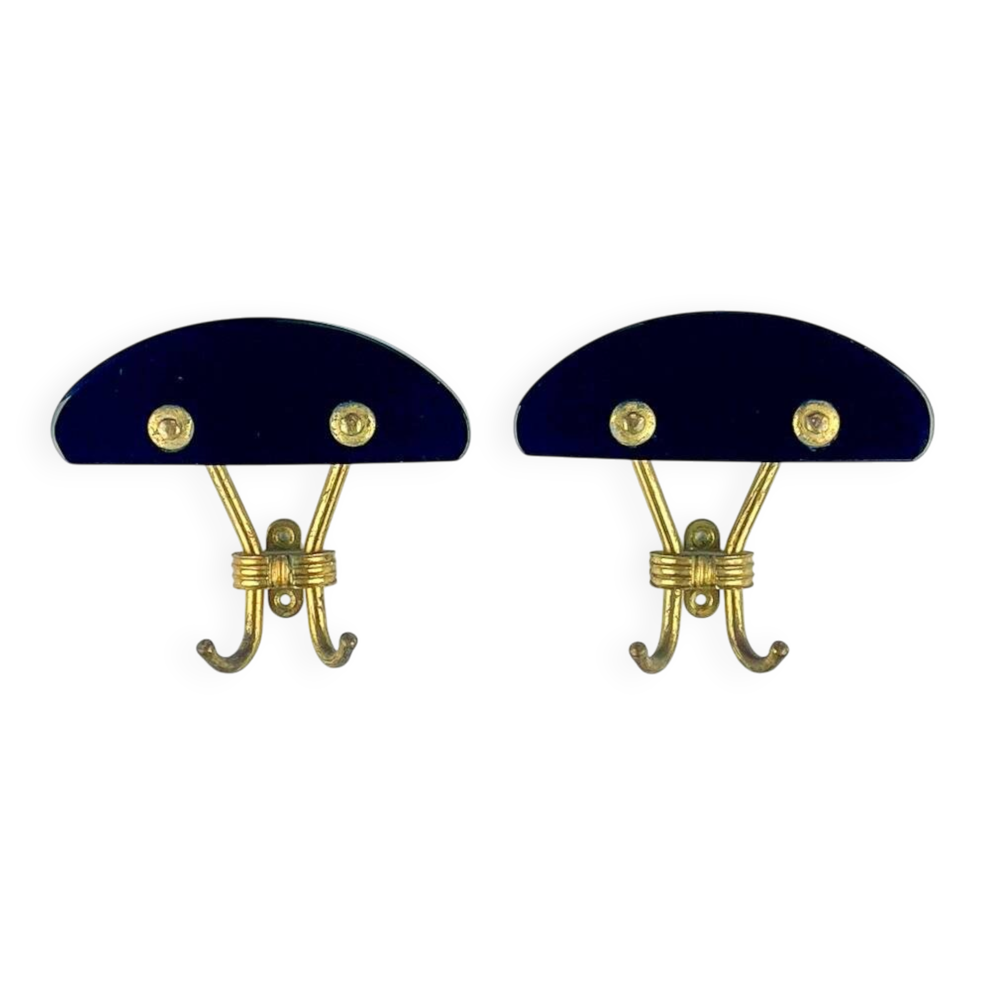 Vintage brass coat hooks, Italy, 1950s, set of 2