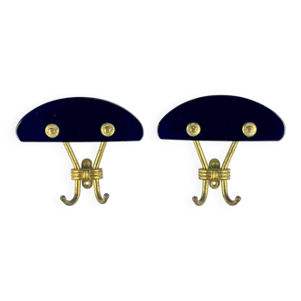 Vintage brass coat hooks, Italy, 1950s, set of 2