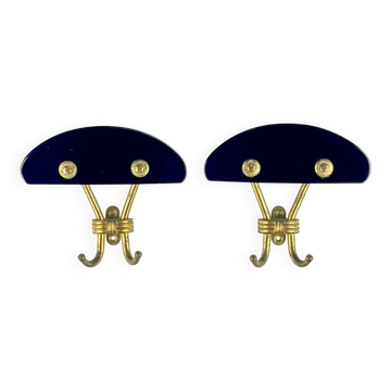Vintage brass coat hooks, Italy, 1950s, set of 2