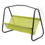 Porte-revues vintage Pilastro – jaune et noir des années 1950, style Mathieu Matégot, design néerlandais de Tjerk Reijenga pour Artimeta