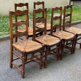 6 country oak straw dining room chairs