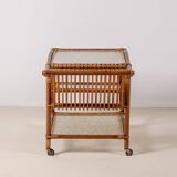 Bar Cart in Bamboo & Rattan, 1950s Denmark