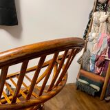 Swivel rattan armchair