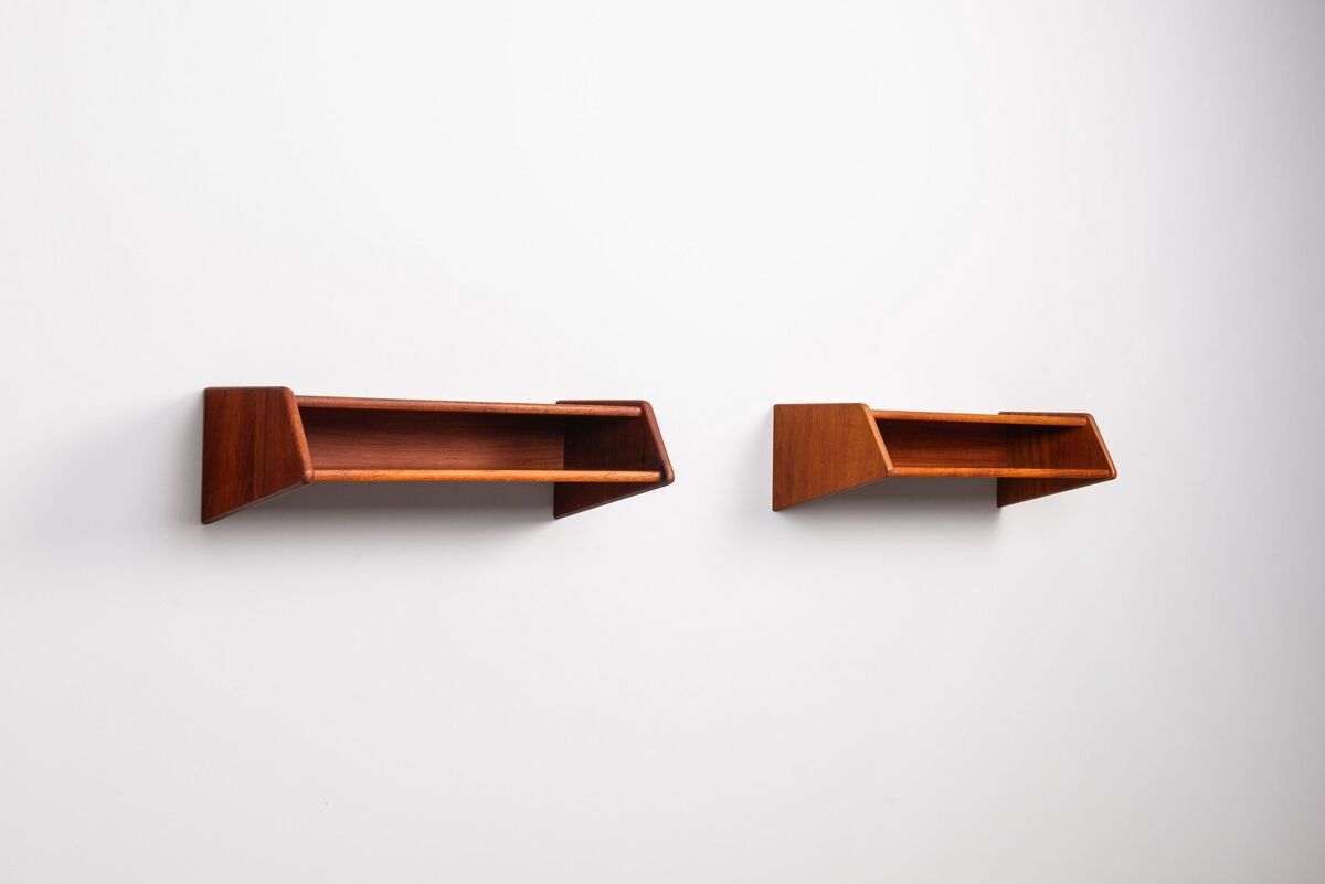 Aksel Kjersgaard floating nightstands No 24 in teak Odder Denmark 1960