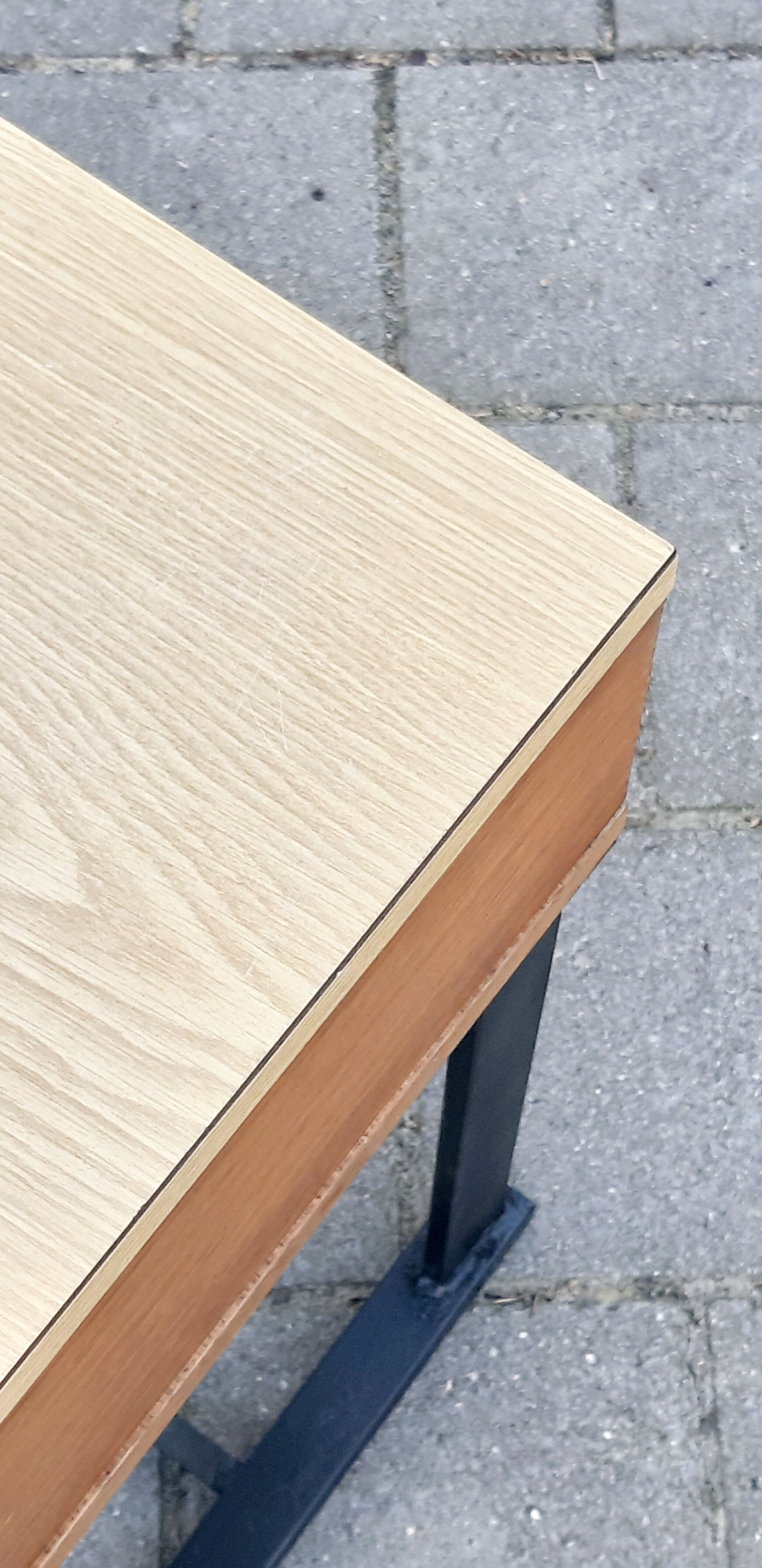 Pair of tables nightstands laminate and wood, 1950 s
