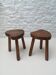 Pair of tripod stools in vintage 50s/60s brutalist elm.