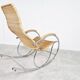 Vintage chrome and wicker rocking chair, 1970s