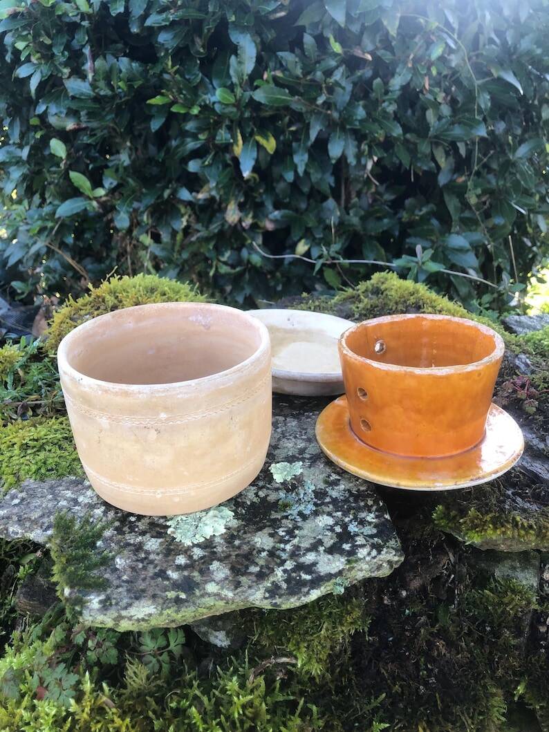 Vintage Biot Terracotta Butter Cooler: French Farmhouse Glazed Ceramic