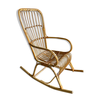 Rocking chair in rattan, 1960s